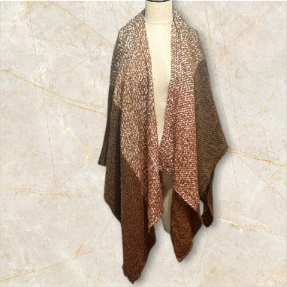 Vintage Preston & York wrap shawl open front  fall colors  great condition